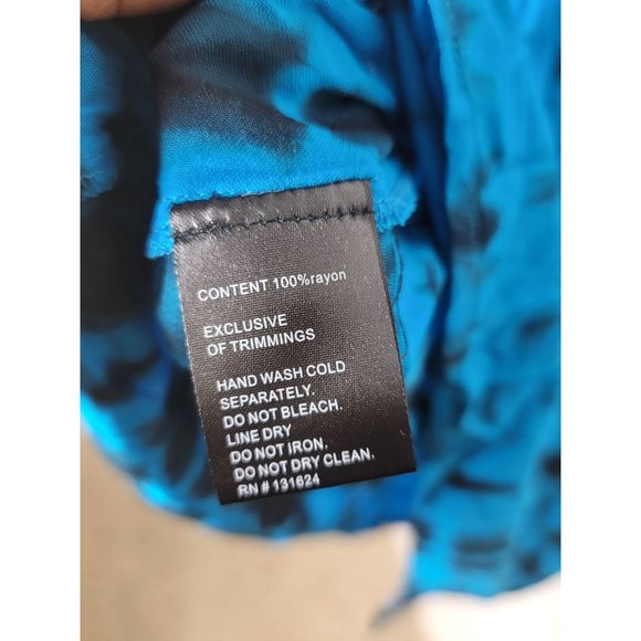 NWT Calessa TURQUOISE Blue/Black TIE DYE Tunic Boho Top 3X SHARKBITE HEM - Picture 8 of 8